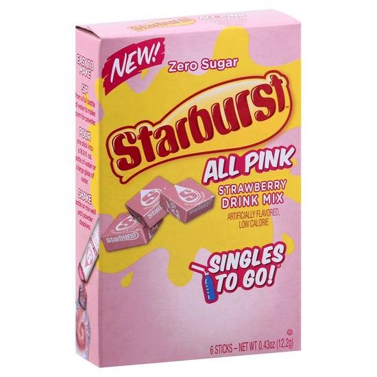 Starburst Zero Sugar All Pink Strawberry Drink Mix (6 ct, 0.43 oz)