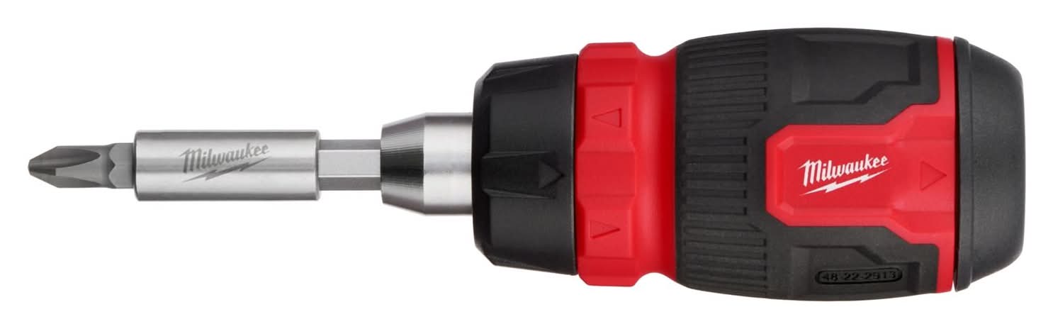 Milwaukee Hex Shank 8-In-1 Ratcheting Compact Multi-Bit Screwdriver 5.43 In. 1 Pc