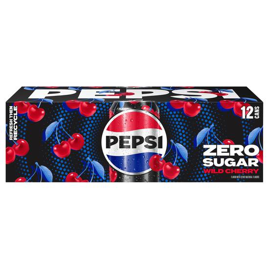 Pepsi Zero Sugar Cola Soda (12 ct, 12 fl oz) (wild cherry)