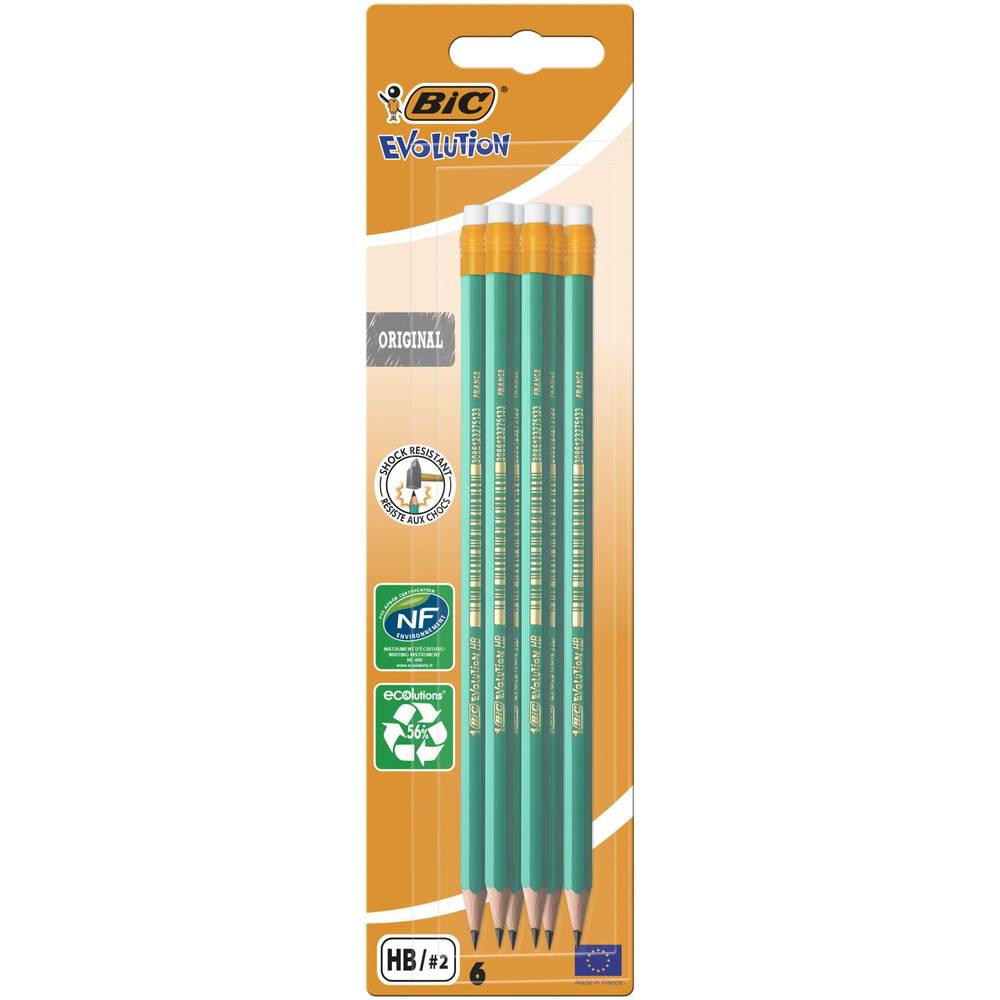 BiC - Crayon à papier avec gomme intégrée hb, gris (6)