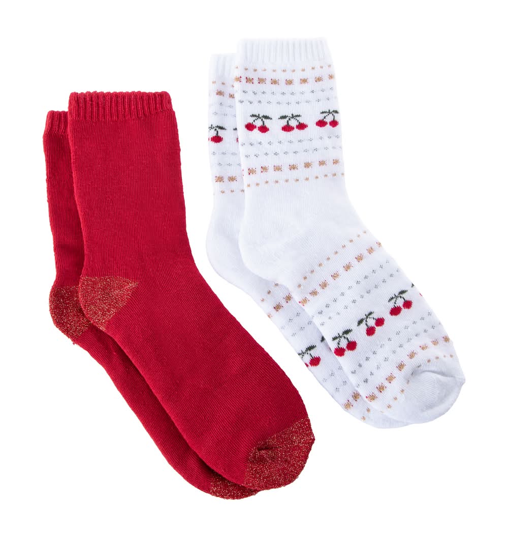 Cozy Crew Socks 2-Pairs Cherry