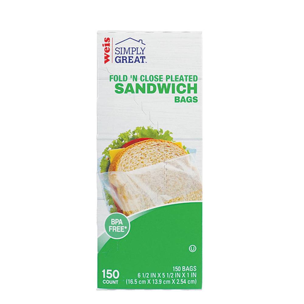 Weis Fold 'N Close Pleated Sandwich Bags (150 ct)