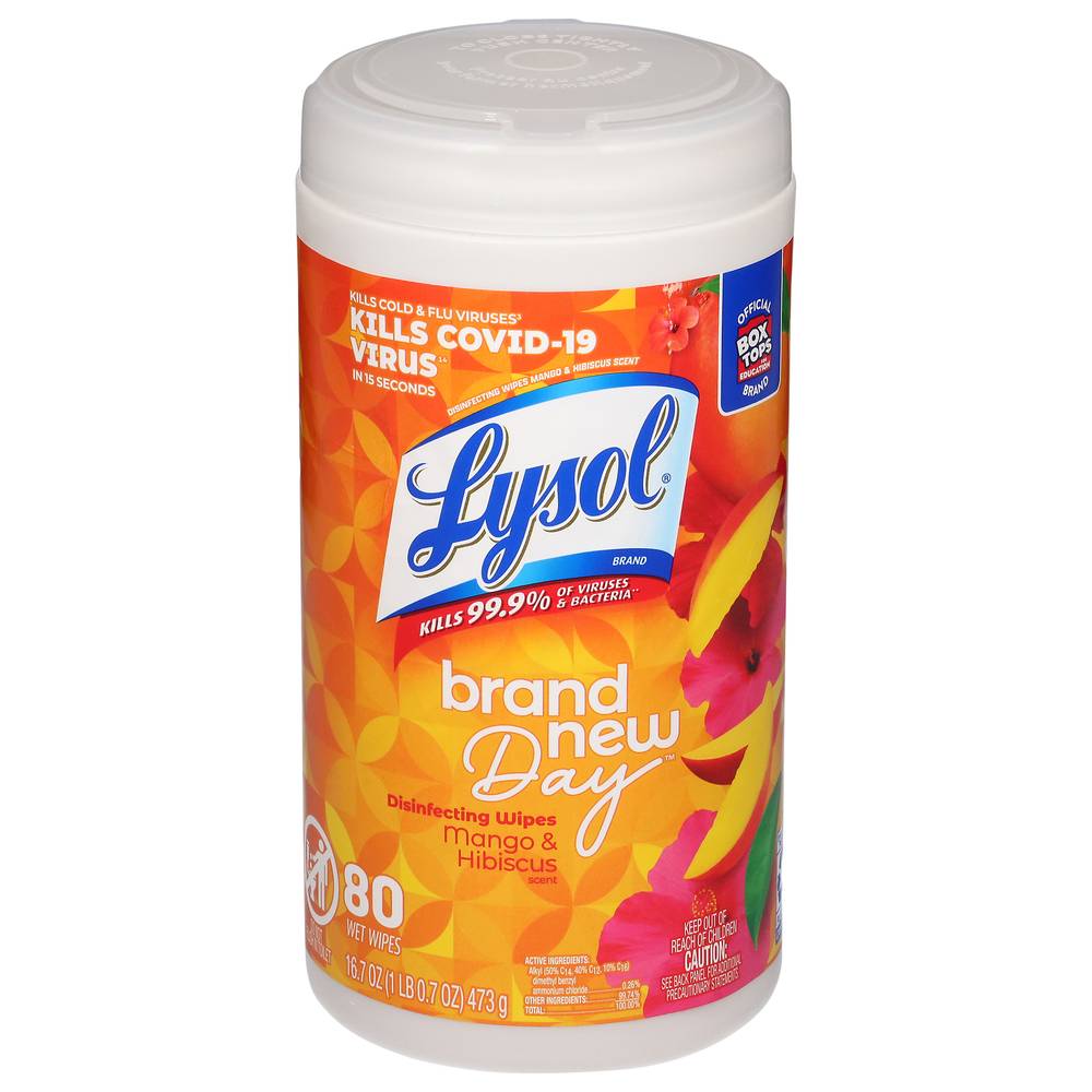 Lysol Brand New Day Disinfecting Wipes, Mango-Hibiscus (16.7 oz, 80 ct)