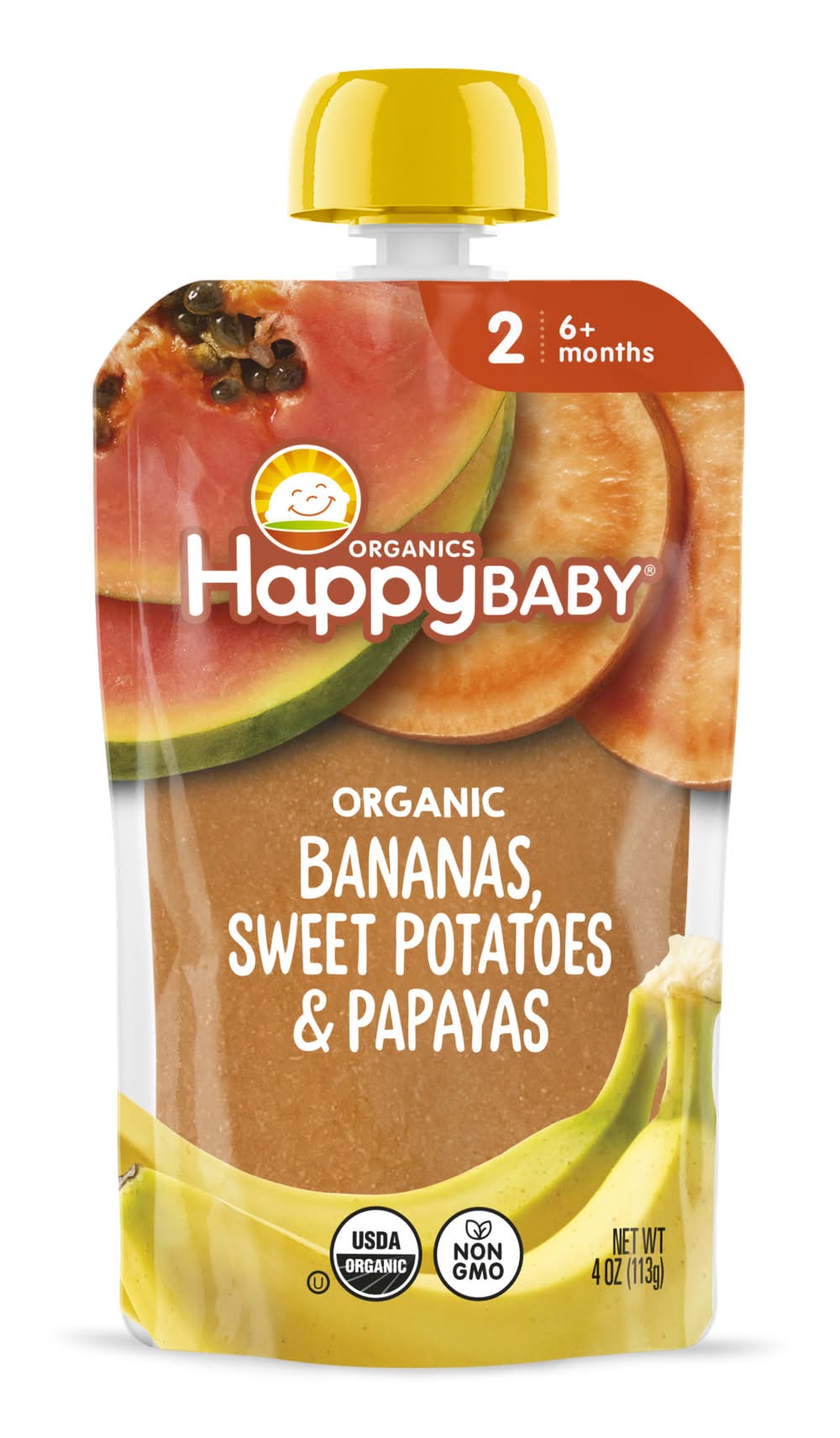 Happy Baby Organics Baby Food, Bananas Sweet Potatoes & Papayas, 6+ Months (4 oz)