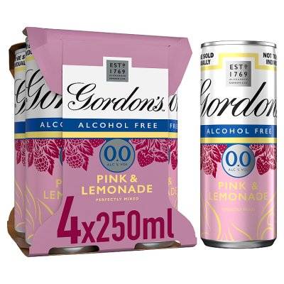 Gordon's Premium Pink 0.0% Alcohol Free & Lemonade (4 x 250ml)