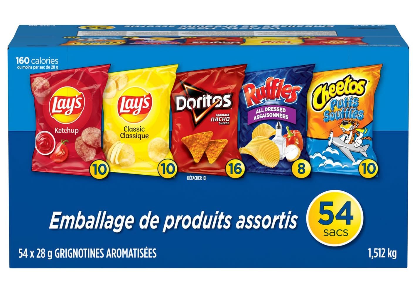 Frito-Lay - Croustilles Saveurs Variées, 54 × 28 G / Frito-Lay Chips Variety Pack 54 × 28 G
