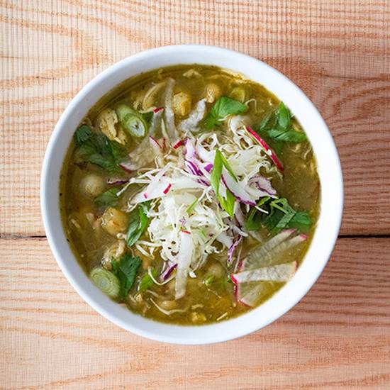 quart of green pozole soup