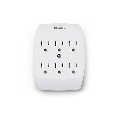 Staples 6-outlet In-Wall Plug-In Power Adapter (white)