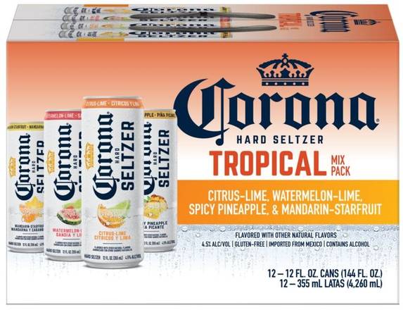 Corona Tropical Mix pack Bright Flavor Hard Seltzer (12 ct, 12 fl oz) (pineapple-mandrin