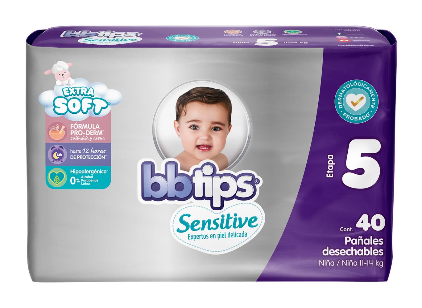 bbtips · Sensitive pañales desechables, XG (40 un)
