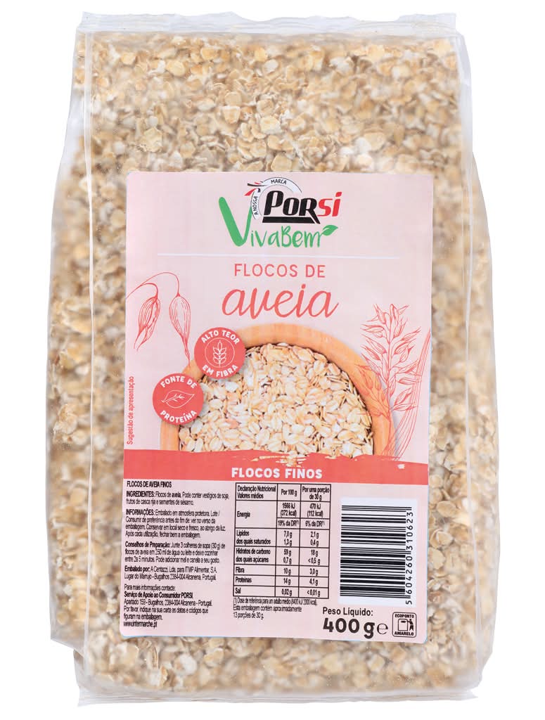 Porsi Viva Bem - Flocos de aveia, embalagem de 400g