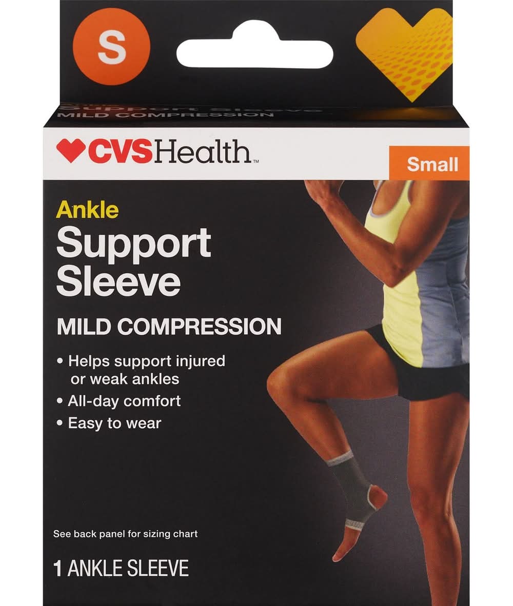 CVS Health Ankle Support Sleeve, Small, White