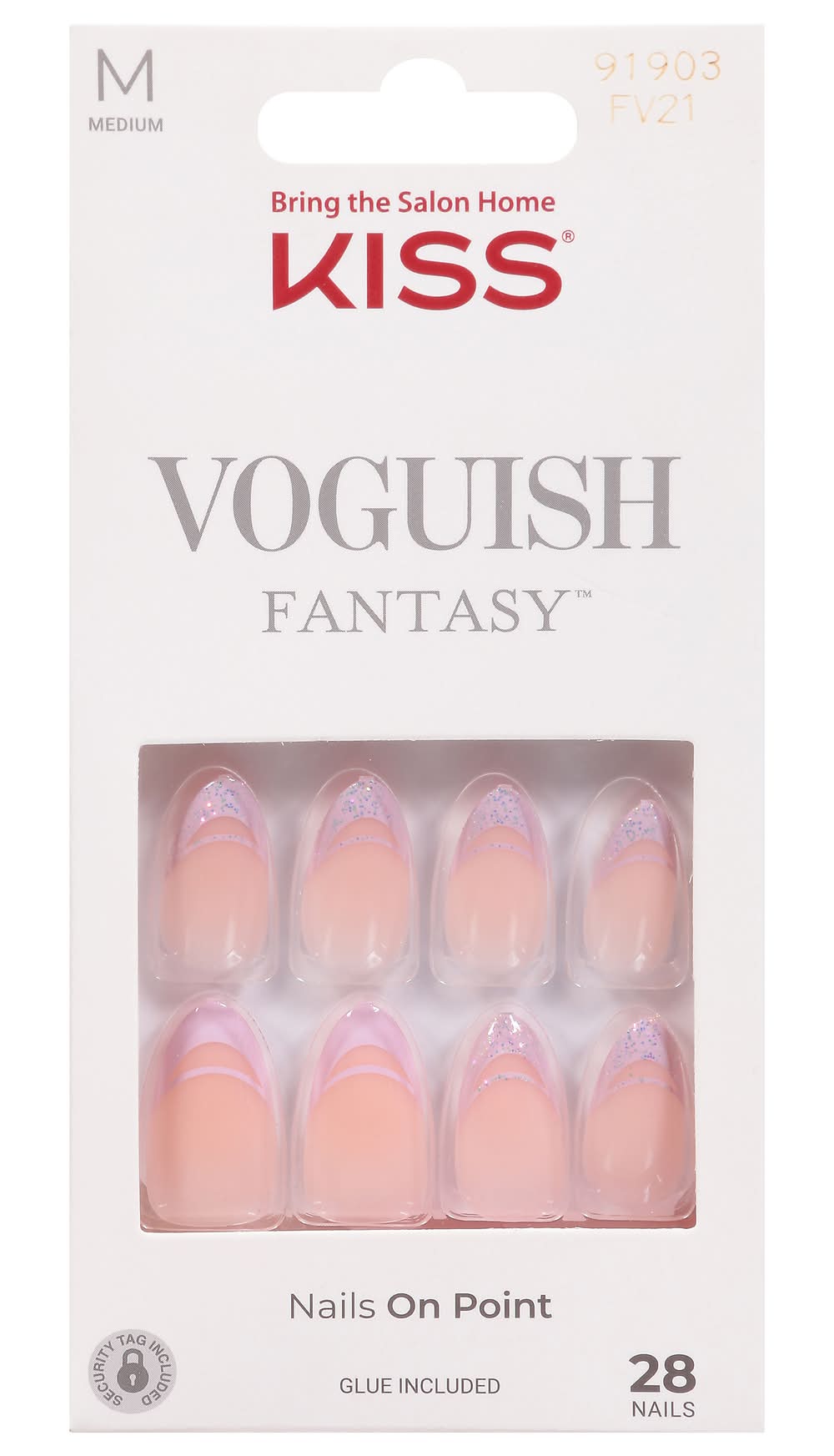 KISS Voguish Fantasy Nails Rainy Night, Medium, Light Pink (28 ct)