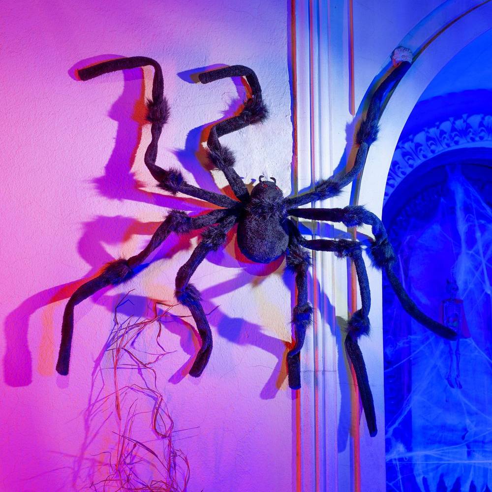 Adorno de halloween araña negra 30 cm