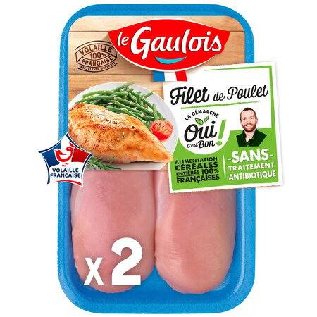 Filets de poulet blanc LE GAULOIS - la barquette de 2 - 300 g
