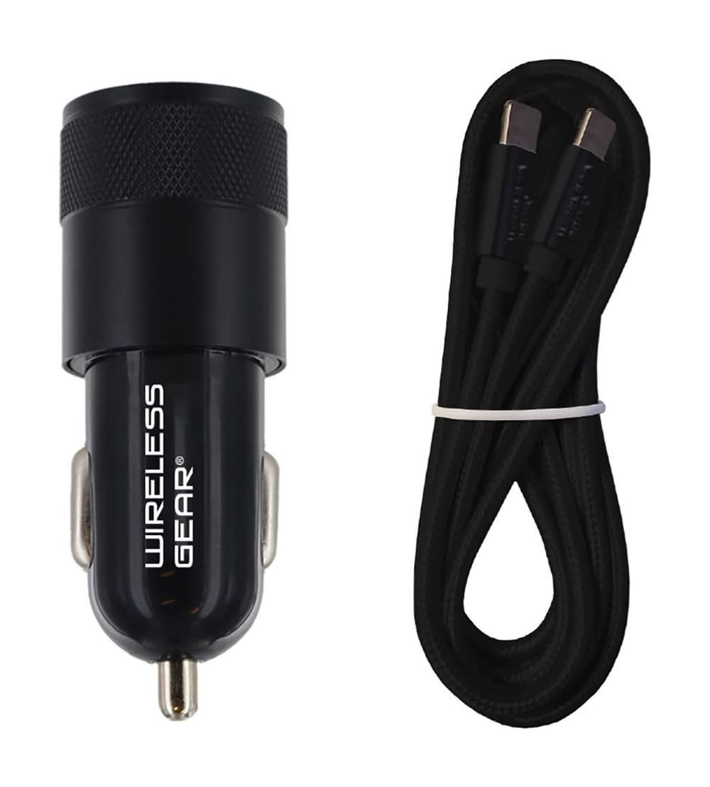 Wireless Gear 20w Usb-C To Usb-C Car Charger With 5 Ft Cable Black