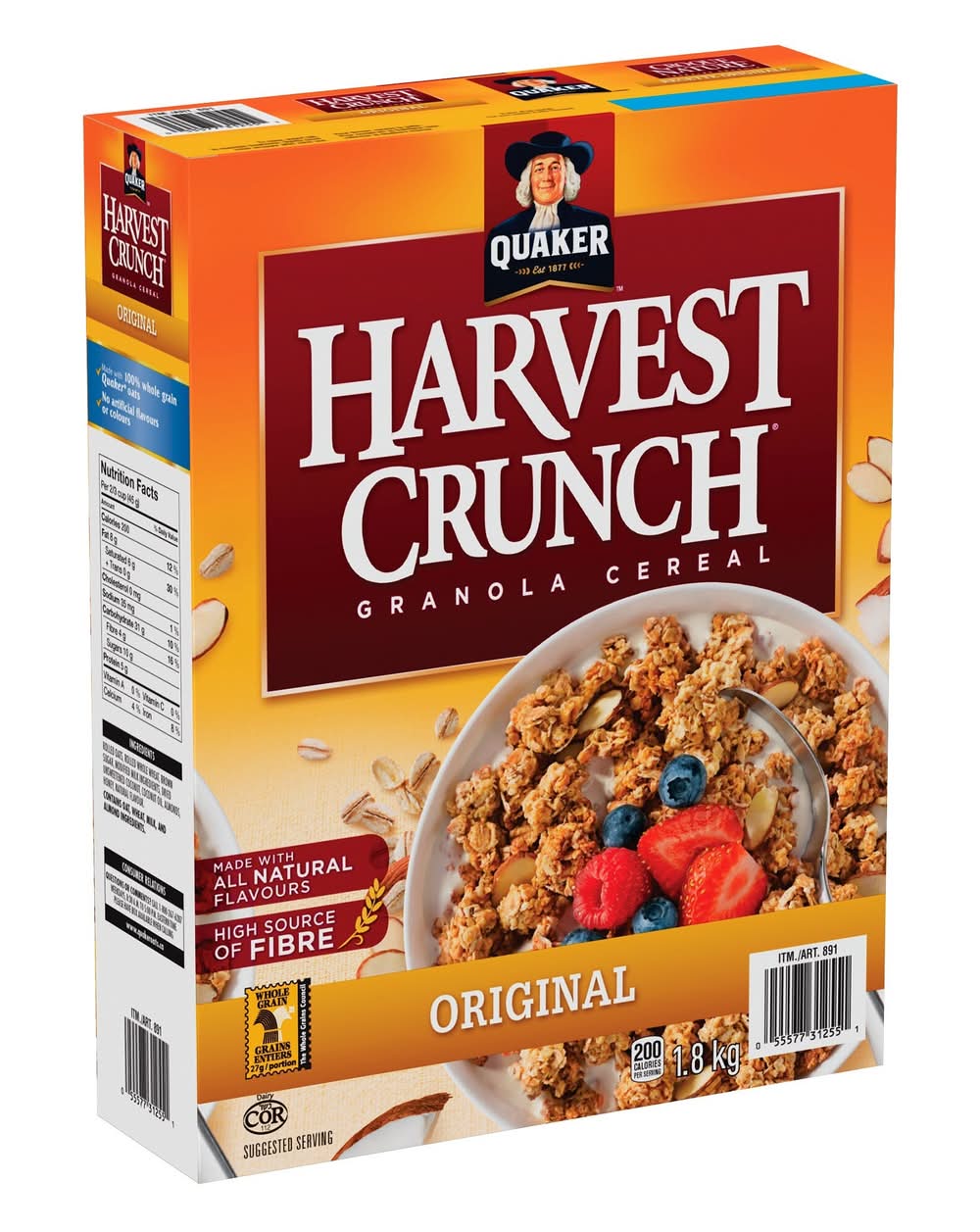 Quaker Harvest Crunch - Céréales Granola Originales, 1,8 Kg / Quaker Harvest Crunch Original Granola Cereal, 1.8 Kg