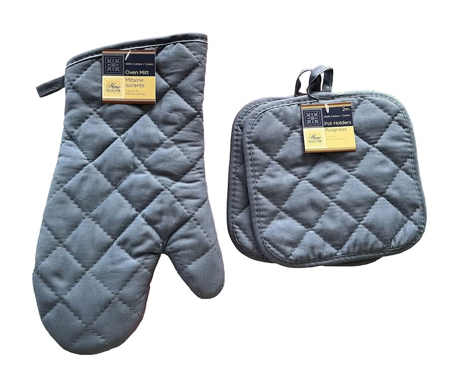 Home Collection Oven Mitt & Potholders, Slate Blue (2 ct)