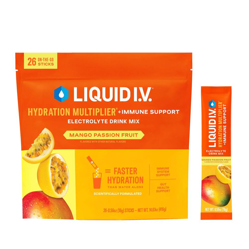 Liquid I.V. Immune Support Electrolyte Drink Mix, Mango-Passion (14.67 oz, 26 ct)