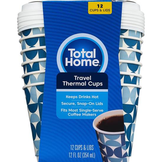 Total Home PerfecTouch Grab'N Go Cups & Lids, 12 oz