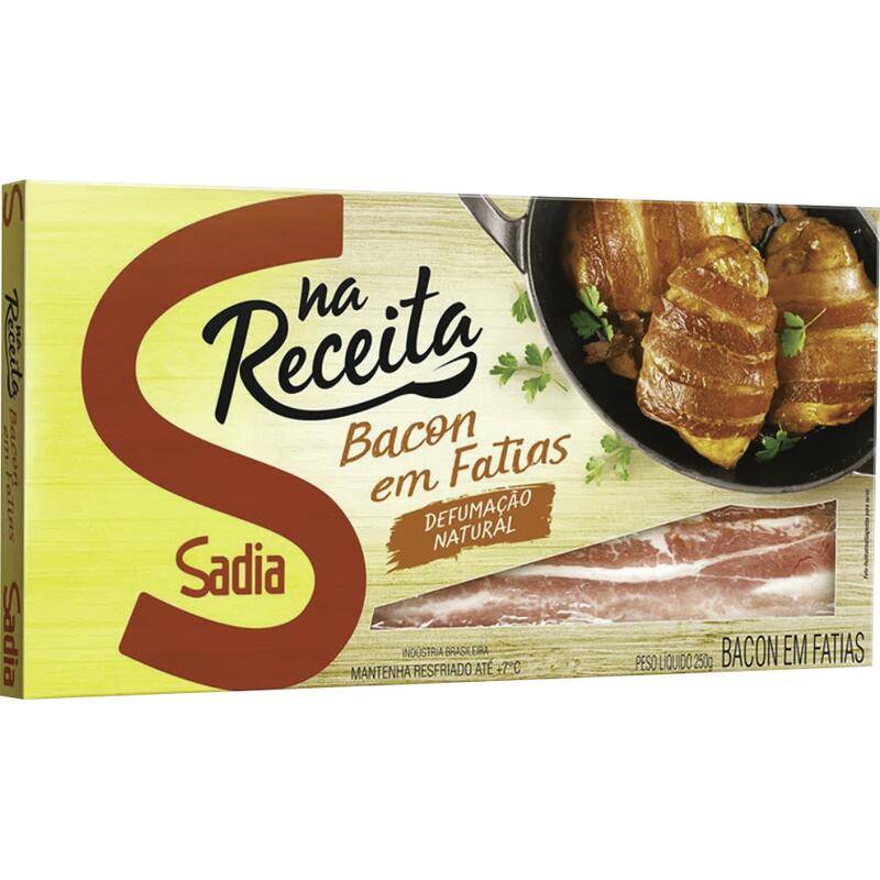 Sadia bacon em fatias defumação natural na receita (250 g)