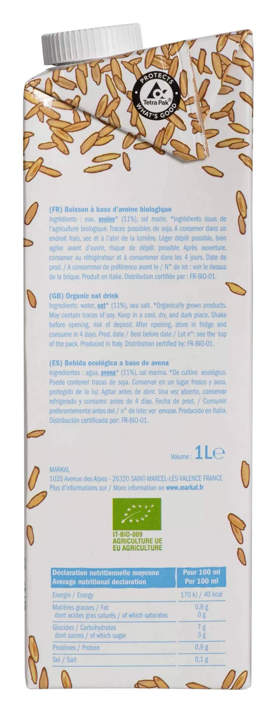 Markal - Avoine nature sans sucres ajoutés (1L)