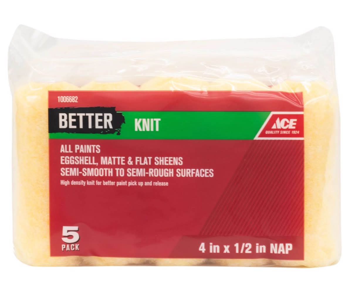 Ace Better Knit 4 In. W X 1/2 In. Mini Paint Roller Cover 5 Pk