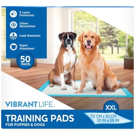 Vibrant Life Training Pads For Puppies & Dogs, XXL (50 ct)