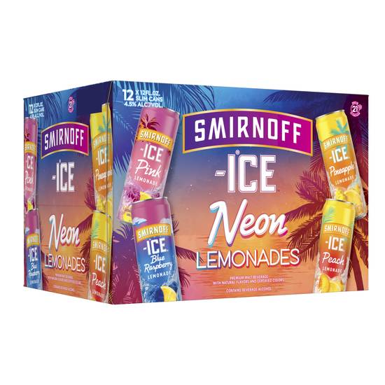 Smirnoff Ice Neon Lemonades Variety pack Malt Beverage Beer (12 pack, 12 fl oz)