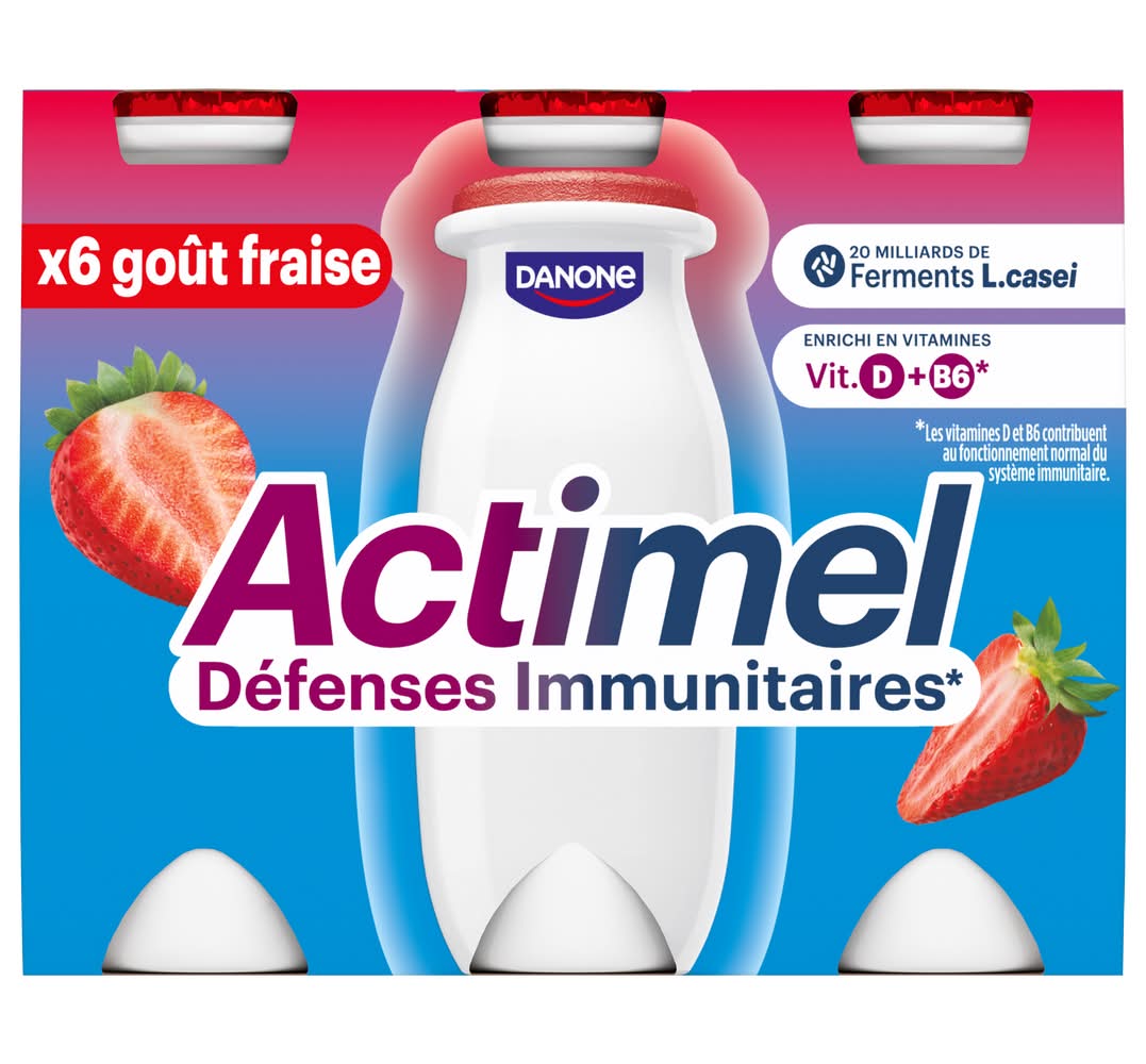 Actimel - Yaourt à boire, fraise (6 x 100g)