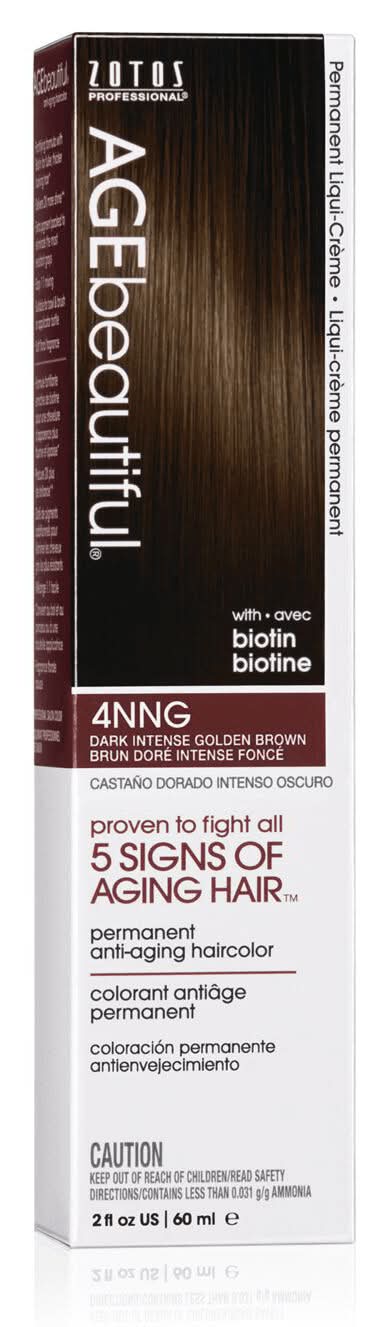 AGEbeautiful Anti Aging Permanent Liqui Creme Hair Color, 4NNG Dark Intense Golden Brown (2 fl oz)