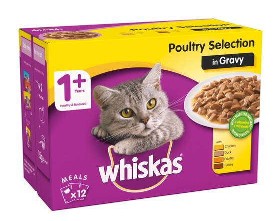 Whiskas 1+ Poultry in Gravy 12x100gms