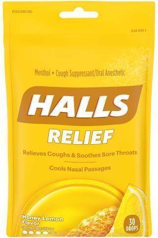 Halls Honey-Lemon Bag 30 Count