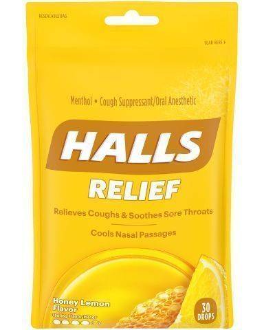 Halls Honey-Lemon Bag 30 Count