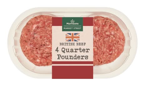 Morrisons The Butcher's on Market Street British Beef Quarter Pounders (4 pack)