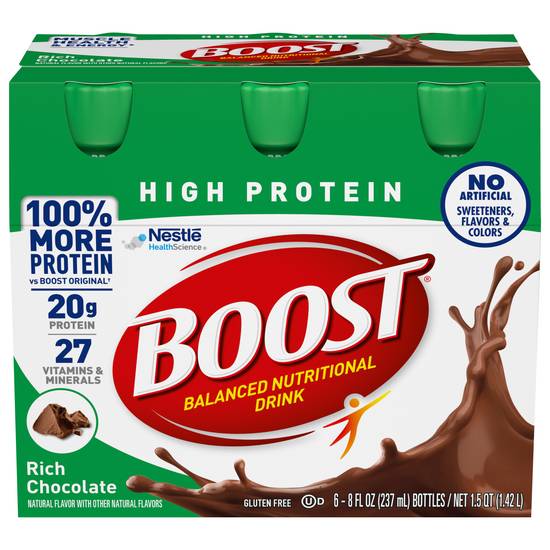 Boost High Protein Balanced Rich Chocolate Nutritional Drink Bottles ( 6 ct, 8 fl oz )