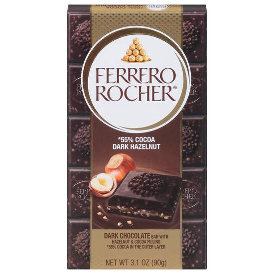 Ferrero Rocher Cocoa Dark Chocolate Bar With Hazelnut & Cocoa Filling