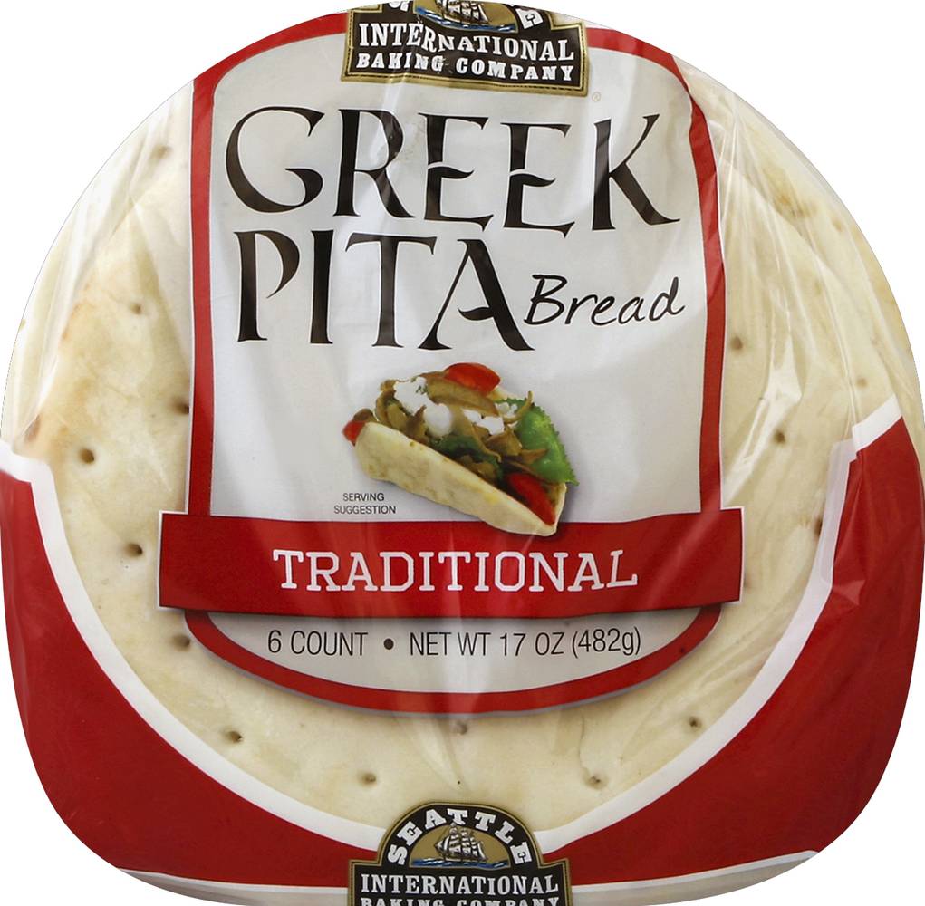 Seattle International Baking Company Traditional Greek Pita Bread (17 oz, 6 ct)