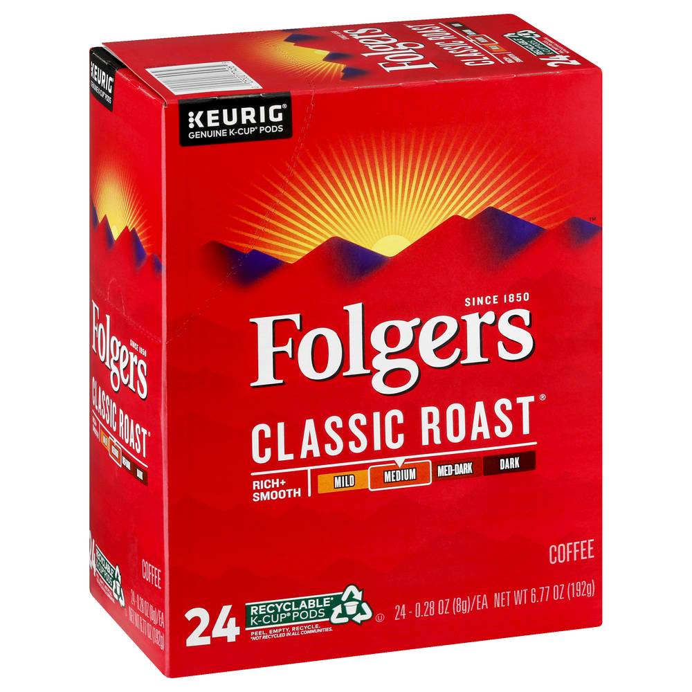 Folger's Classic Roast Coffee K Cup Pods (0.28 oz, 24 ct)