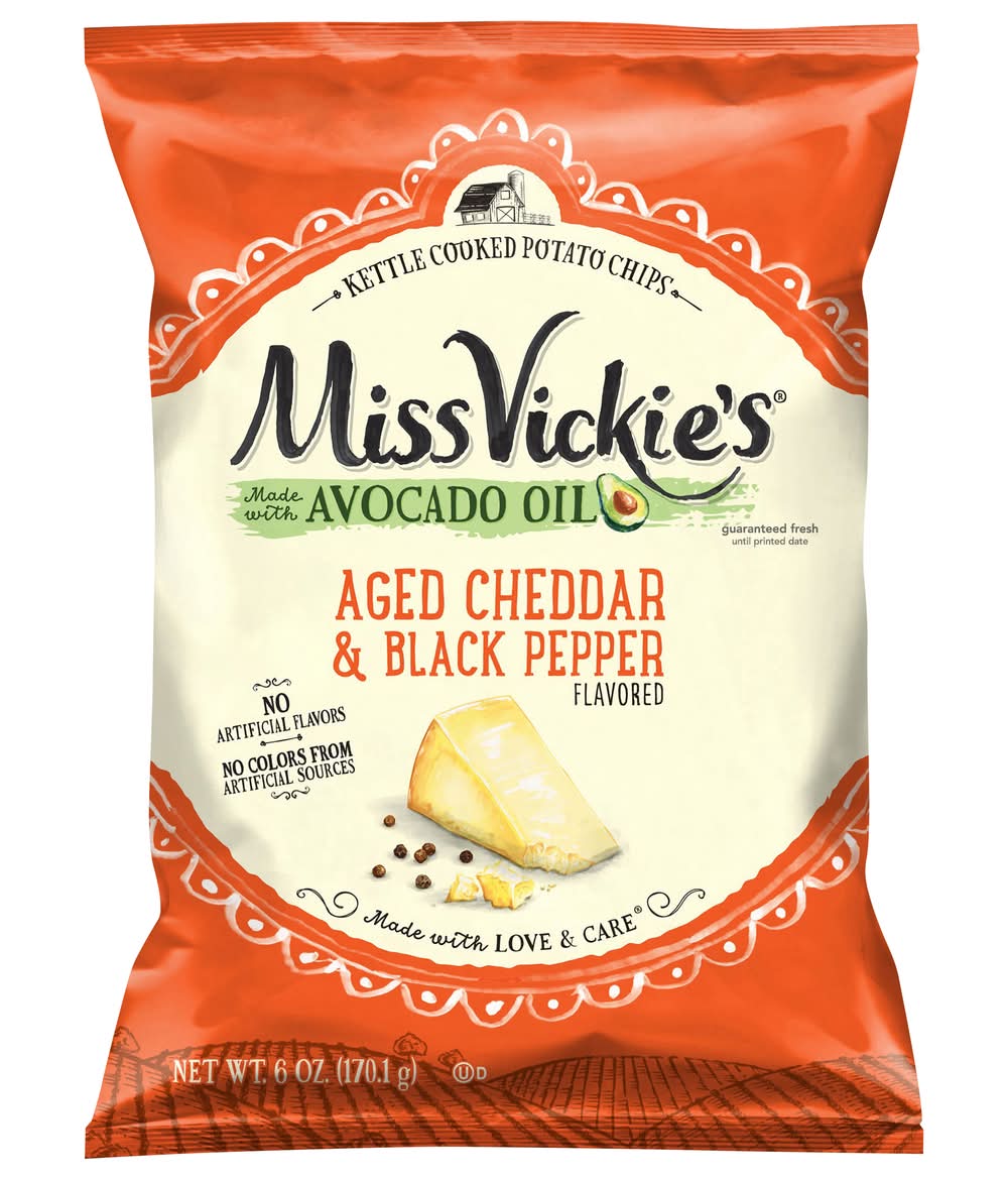 Miss Vickie's Kettle Cooked Potato Chips, Aged Cheddar & Black Pepper (6 oz)