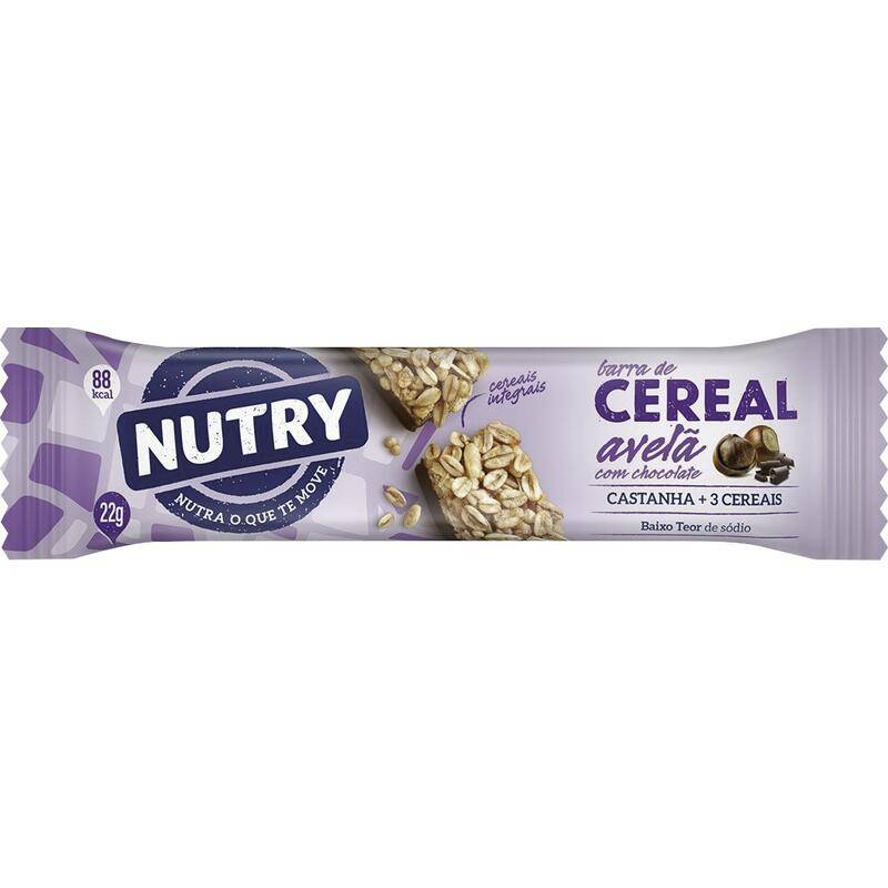 Nutry barra de cereal de avelã com chocolate (22g)