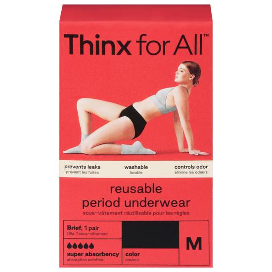 Thinx For All All Black Super Absorbency Reusable Period Underwear Medium
