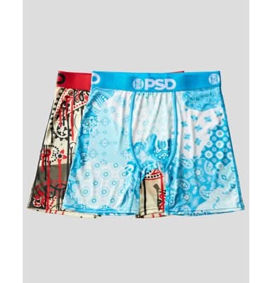 PSD Paisley Blaze Print Briefs, Men, L, Blue/Cream (2 ct)
