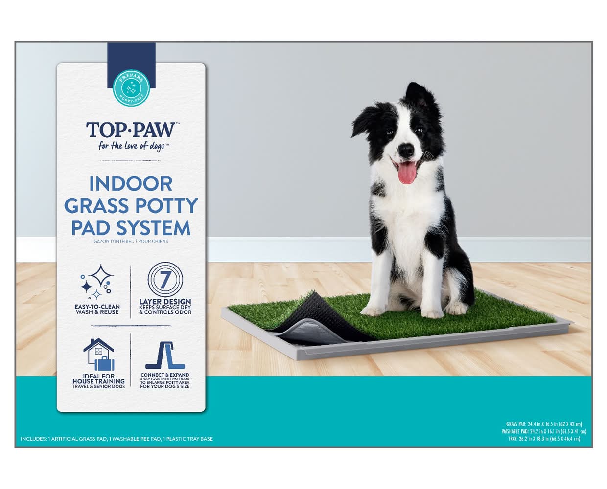 Top Paw Indoor Grass Pad System for Dogs, 6- Layer Design - For Dogs of All Ages