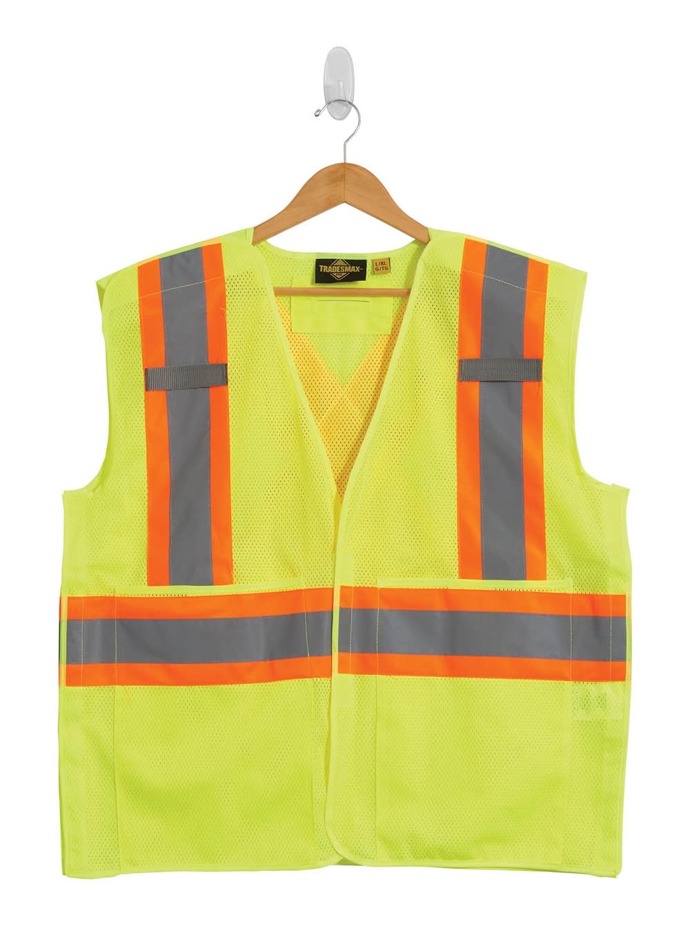 Tradesmax Pro High Visibility Sleeveless Safety Vest With Reflective Bands, Men, S-M, Yellow 2