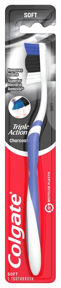Colgate Triple Action Charcoal Toothbrush, Assorted (3 pack)