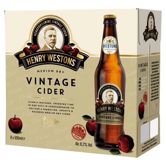 Henry Westons Medium Dry Vintage Cider 8 X 500ml