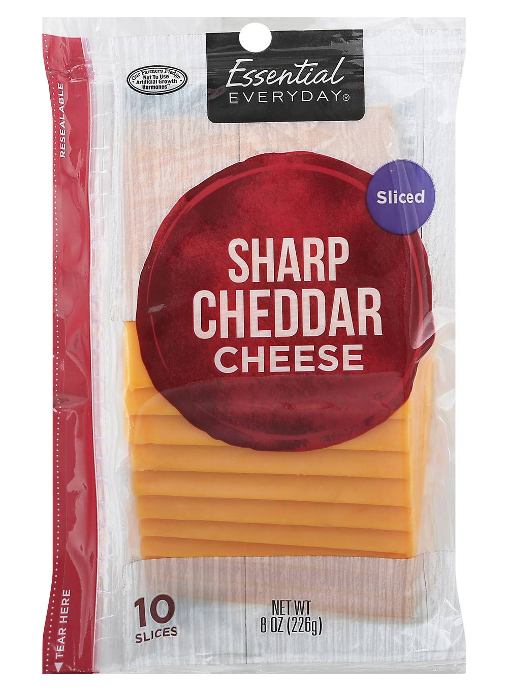 Essential Everyday Sliced Sharp Cheddar Cheese (8 oz, 10 ct)