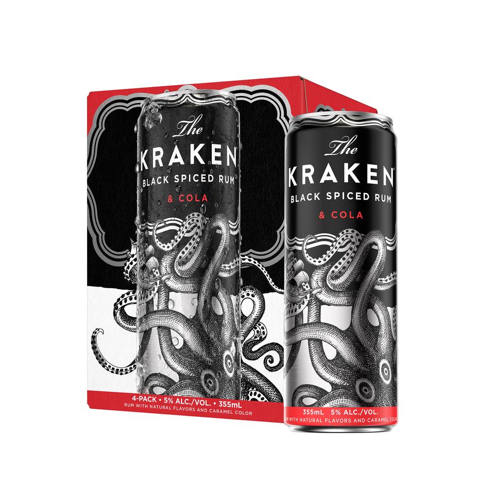 The Kraken Black Spiced Rum & Cola (4ct, 355 ml)