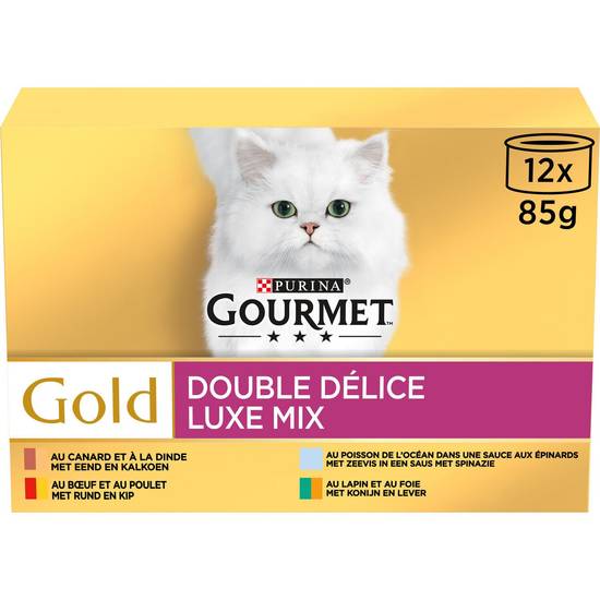 Pâtée pour chat Adulte Gold multi-variétés de viandes & de poissons PURINA GOURMET - Les 12 boîtes de 85g